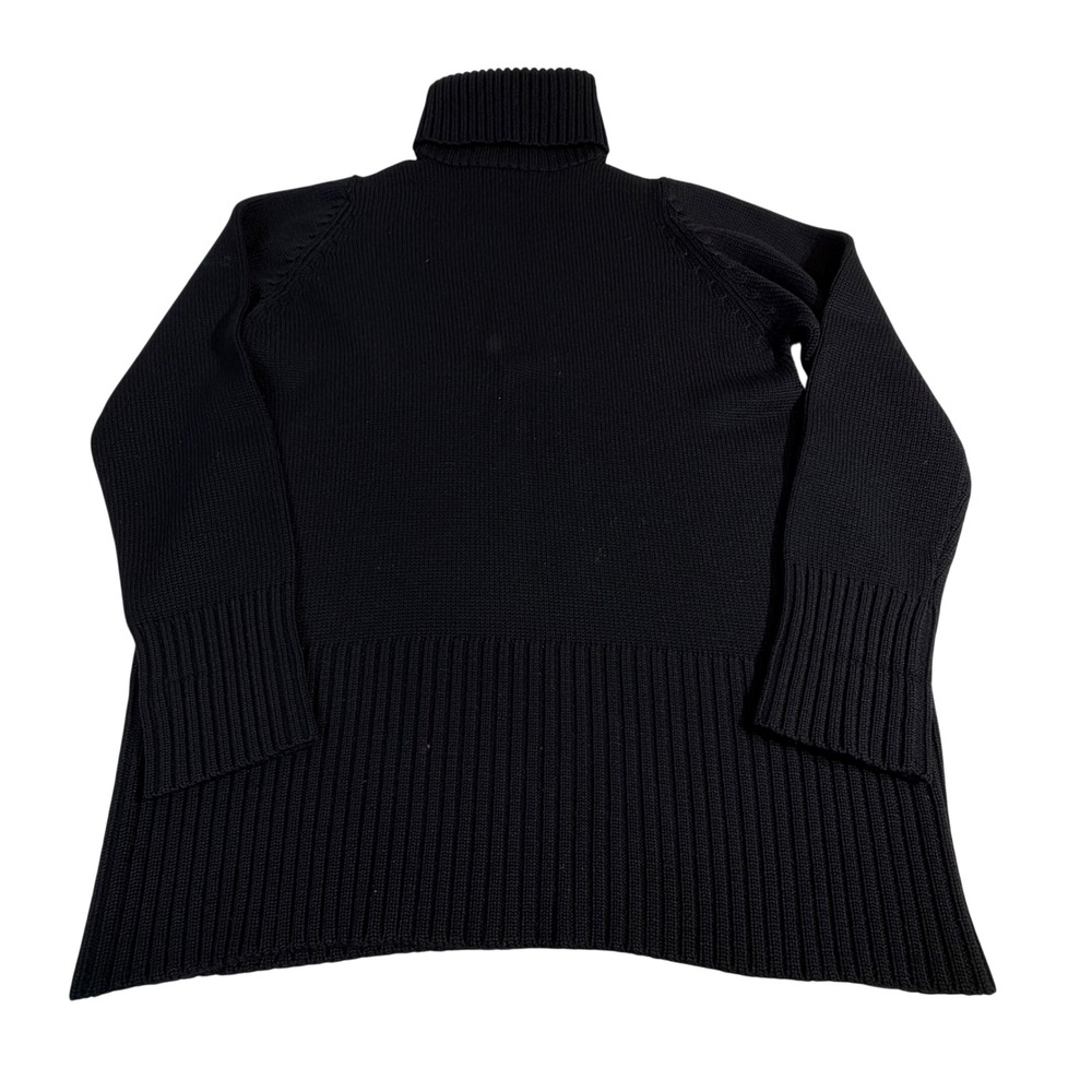 Vintage DKNY Wool Sweater Size L Black Ribbed Turtleneck Longline